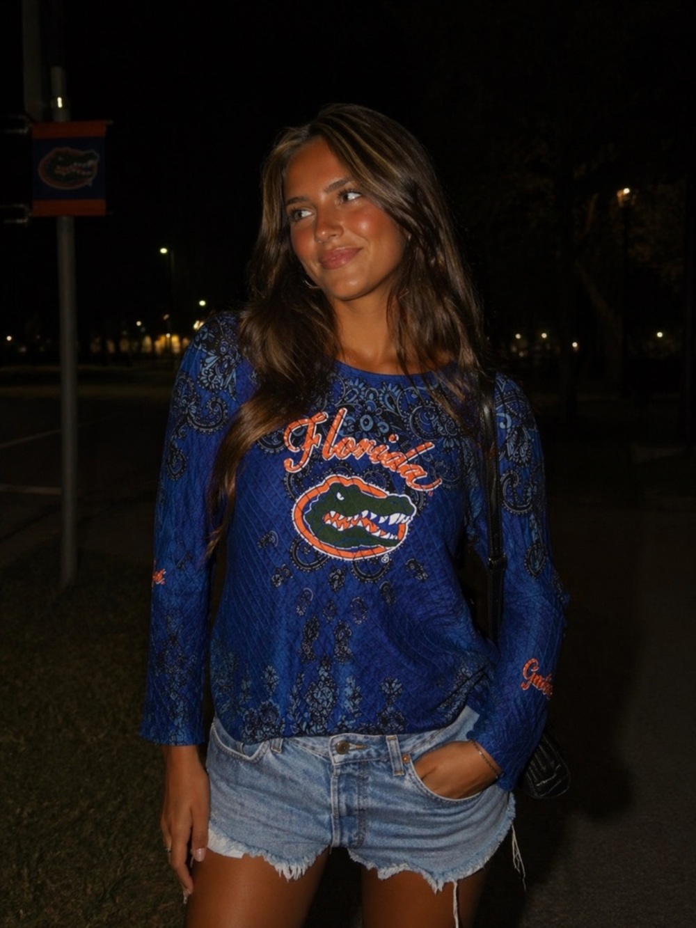 Florida Gators Y2K Vintage Textured Paisley Rhinestone P. Michael Game Day Top